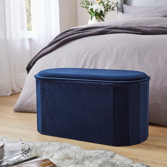 Recycled Velour Lozenge Ottoman with Tray