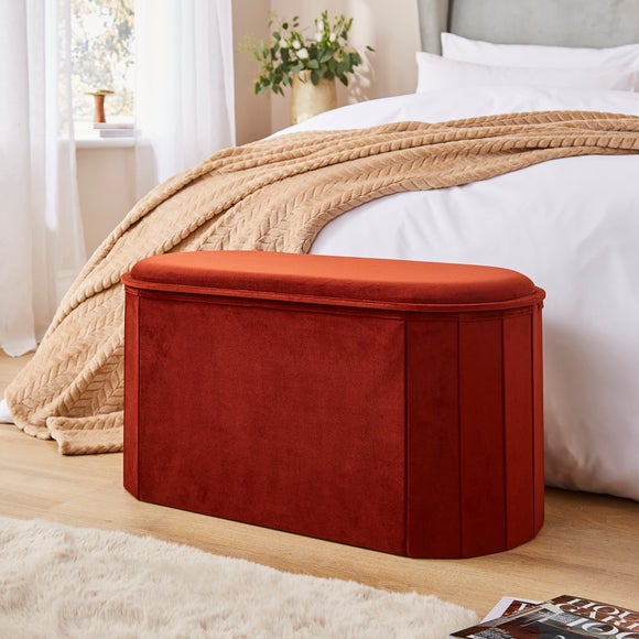 Recycled Velour Lozenge Ottoman with Tray