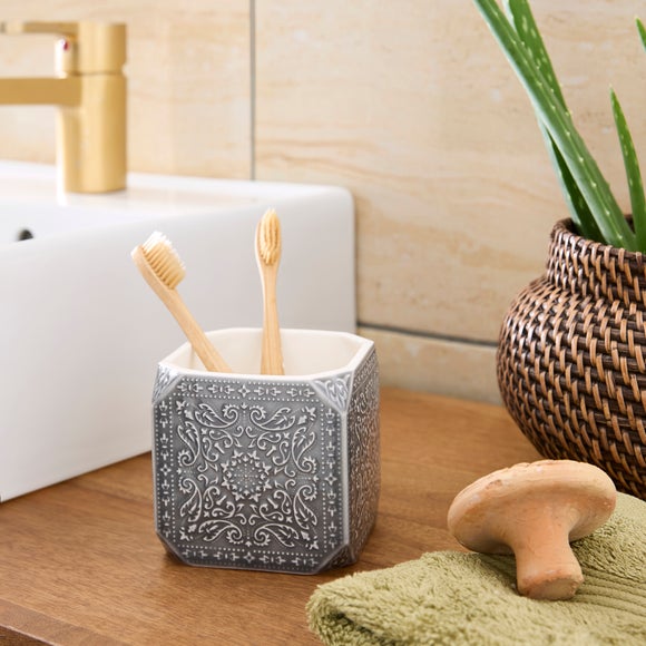 View Tile Embossed Toothbrush Holder View Tile Embossed Toothbrush Holder