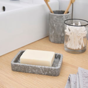 Grey Marble Effect Resin Soap Dish