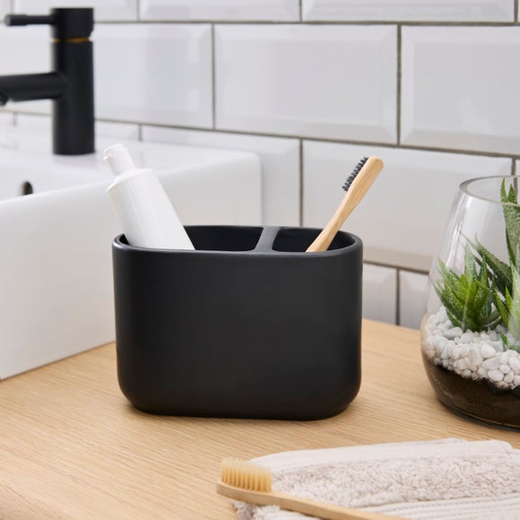 Matte Black Double Toothbrush Holder
