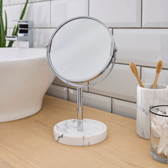 Marble Effect Ribbed Resin Pedestal Mirror