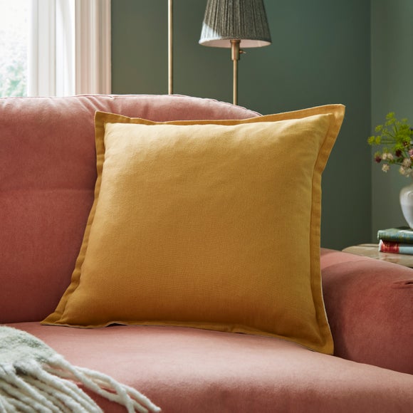 Contrast Oxford Edge Cotton & Linen Square Cushion Cover