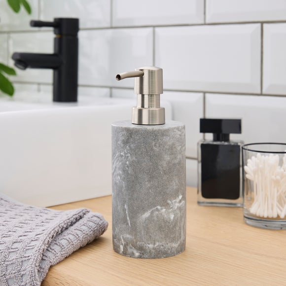 Grey Marble Effect Resin Soap Dispenser