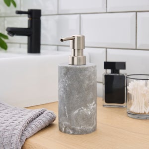 Grey Marble Effect Resin Soap Dispenser