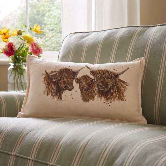 Highland Cow Cotton Rectangle Cushion