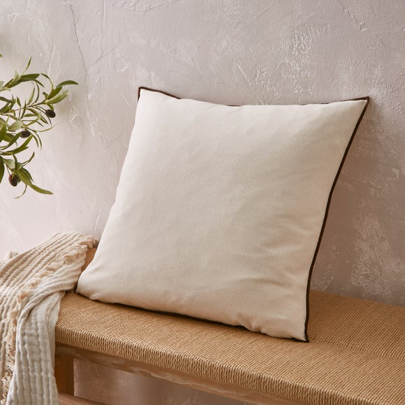 Embroidered Edge Cotton Square Cushion Cover