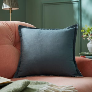 Contrast Oxford Edge Cotton & Linen Square Cushion Cover