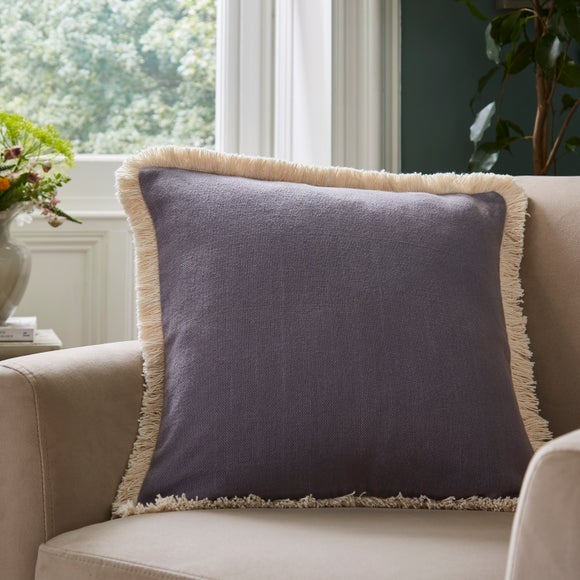 Canvas Fringed Cotton Square Cushion