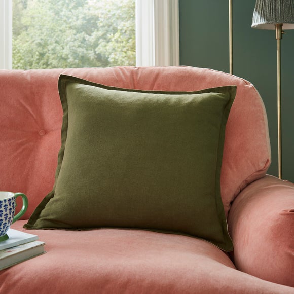 Contrast Oxford Edge Cotton & Linen Square Cushion Cover