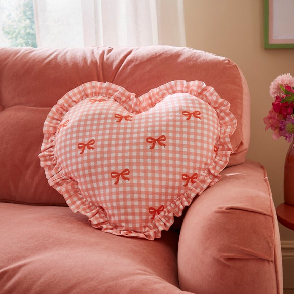 Bow Heart Shaped Cotton Cushion