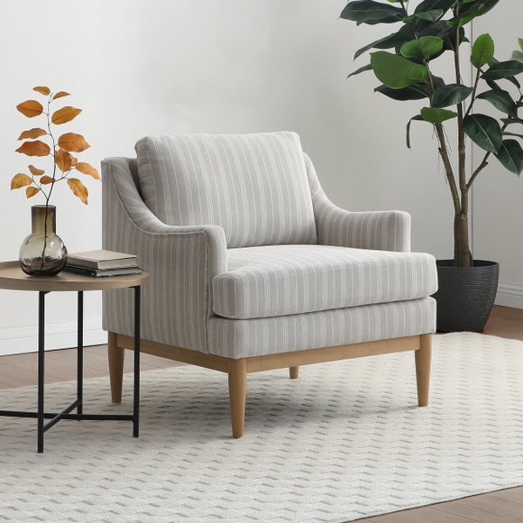 Click to view product details and reviews for Zella Natural Striped Chenille Occasional Chair.