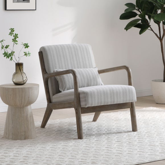Click to view product details and reviews for Khali Natural Striped Chenille Occasional Chair.