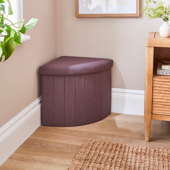 Faux Linen Corner Ottoman