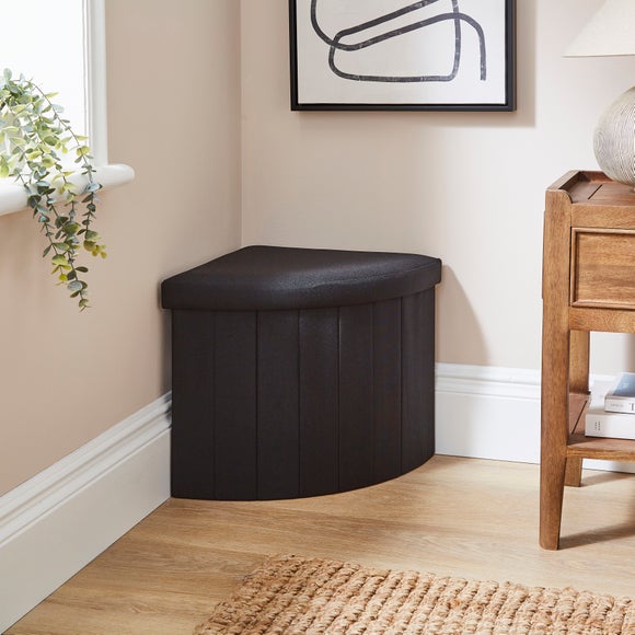 Faux Linen Corner Ottoman