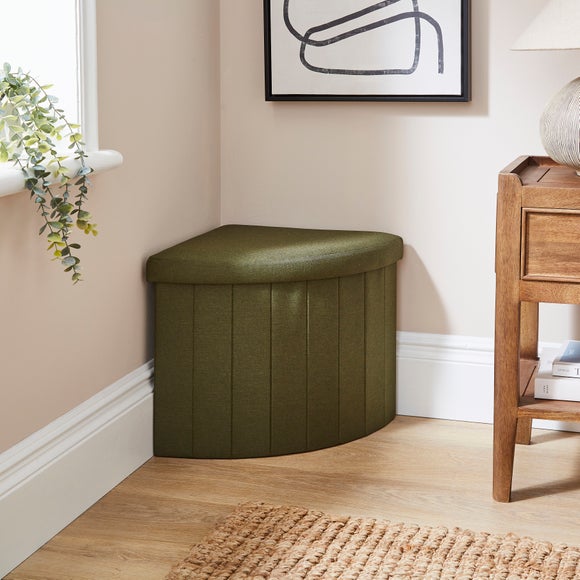 Faux Linen Corner Ottoman