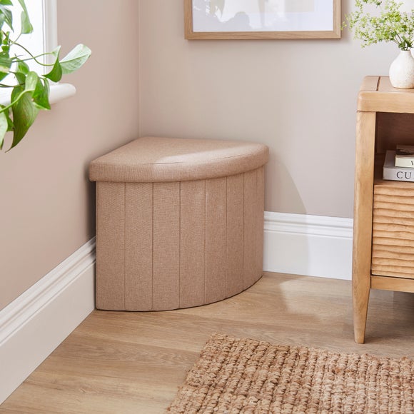 Faux Linen Corner Ottoman