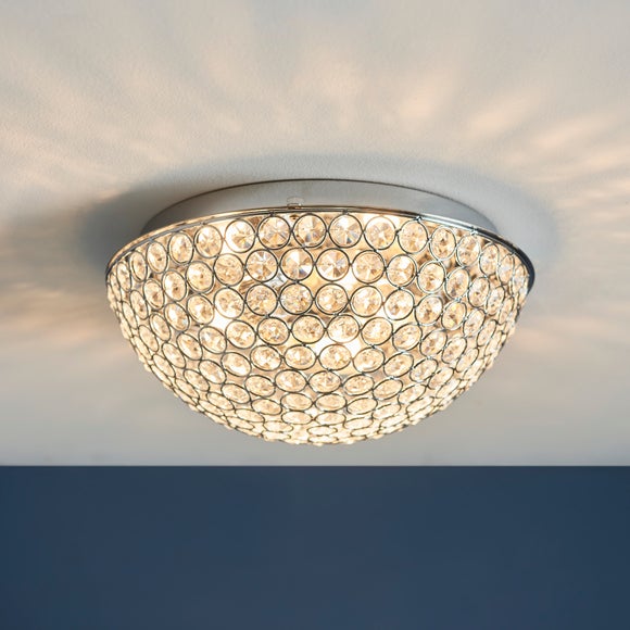 Return Vogue 3 Light Chryla Crystal Bathroom Flush Ceiling Light
