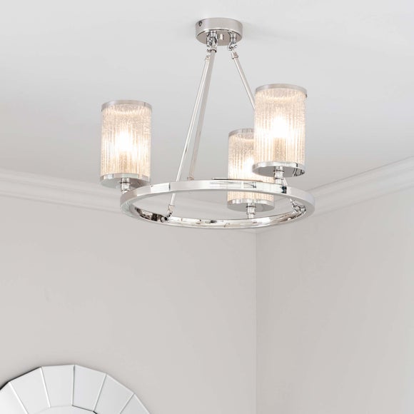 Return Vogue Easton Ribbed Glass Semi Flush Ceiling Light