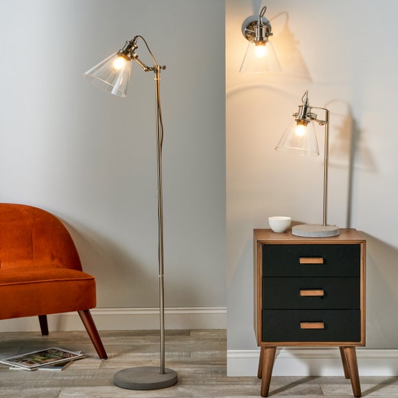 Return Chaplin Concrete Brushed Chrome Floor Lamp