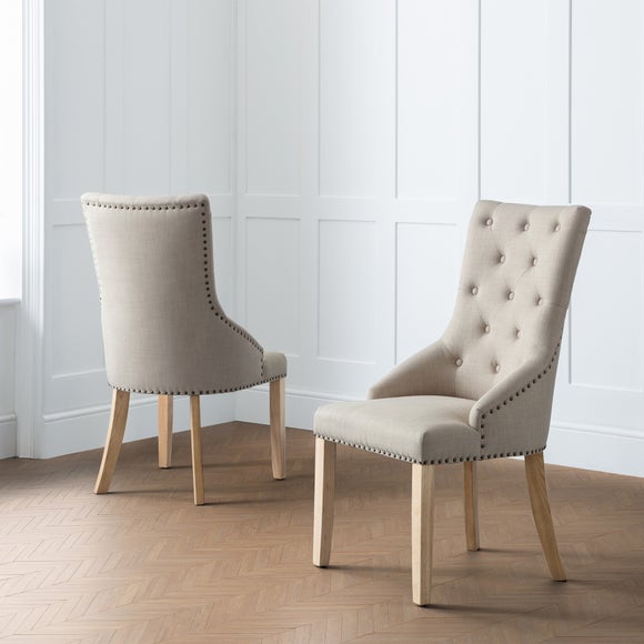 Click to view product details and reviews for Return Loire Set Of 2 Button Back Dining Chairs Linen.