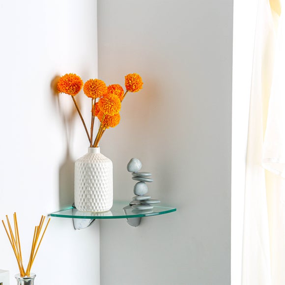 Set of 3 Harbour Housewares Glass Corner Shelves, 20cm