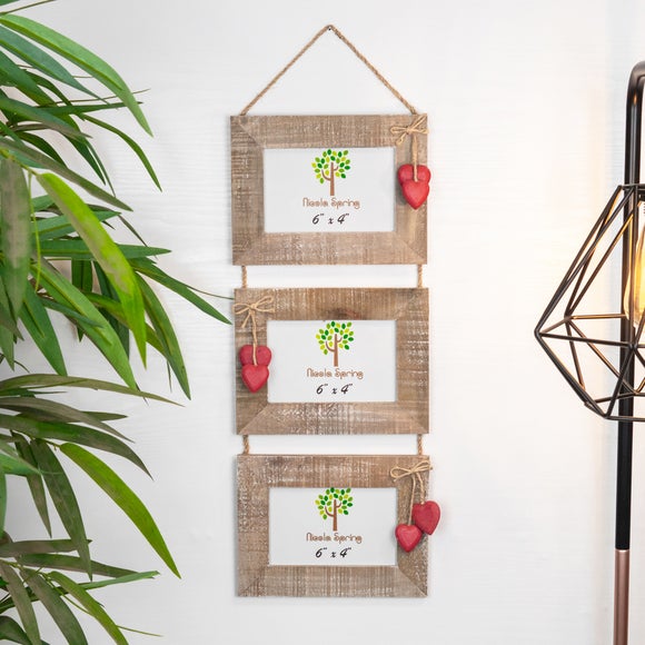 Nicola Spring Triple Hanging Photo Frame with Red Hearts