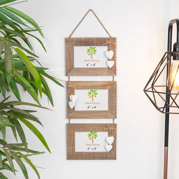 Nicola Spring Triple Hanging Photo Frame with White Hearts
