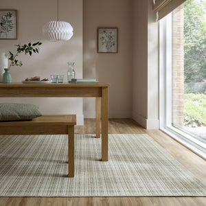 Woven Check Textured Washable Rug