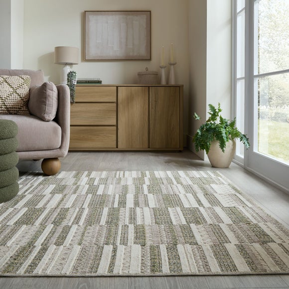 Patchwork Striped Washable Rug