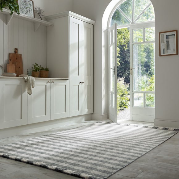 Tess Check flatweave wool rug