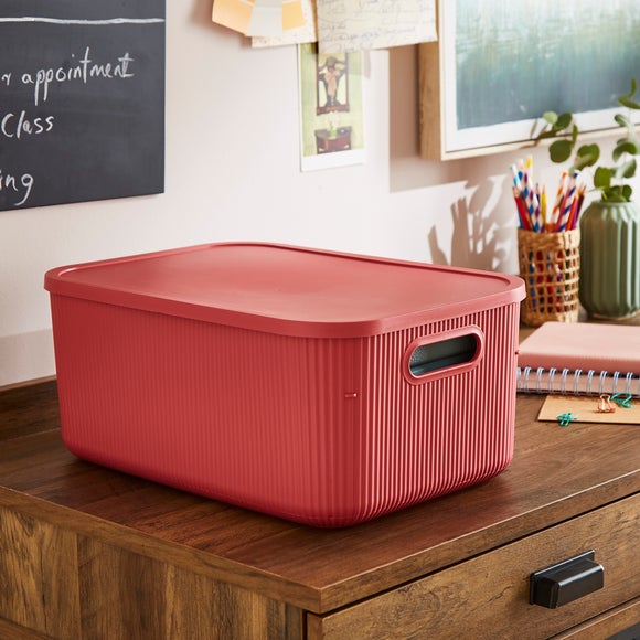 Ribbed Storage Box with Lid