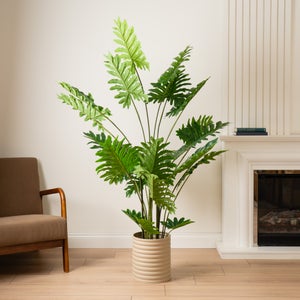 Artificial Real Touch Philodendron Tree In Black Plastic Plant Pot