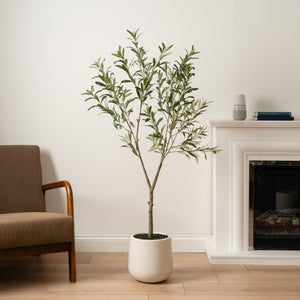 Artificial Olive Tree In Cream Double Walled Plant Pot