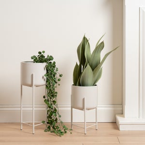 Set Of 2 Metal Footed Plant Pots