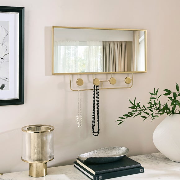 Decorative Rectangle Wall Mirror With Hooks