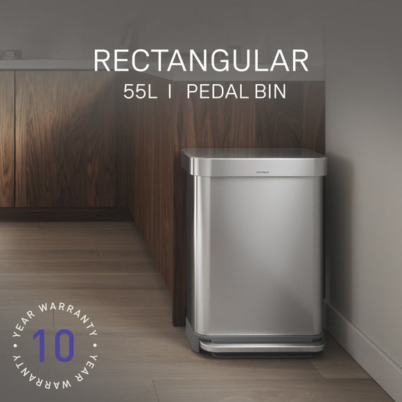 View Simplehuman 55l Stainless Steel Rectangular Bin View Simplehuman 55l Stainless Steel Rectangular Bin