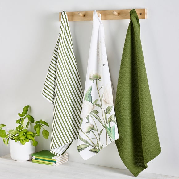 Set of 3 Peony Tea Towels