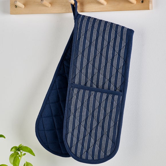 Navy Woven Stripe Double Oven Glove