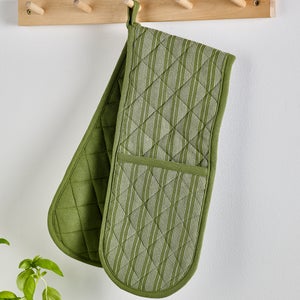 Olive Woven Stripe Double Oven Glove
