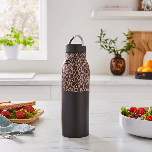 Leopard Print Two Tone Water Bottle, 500ml