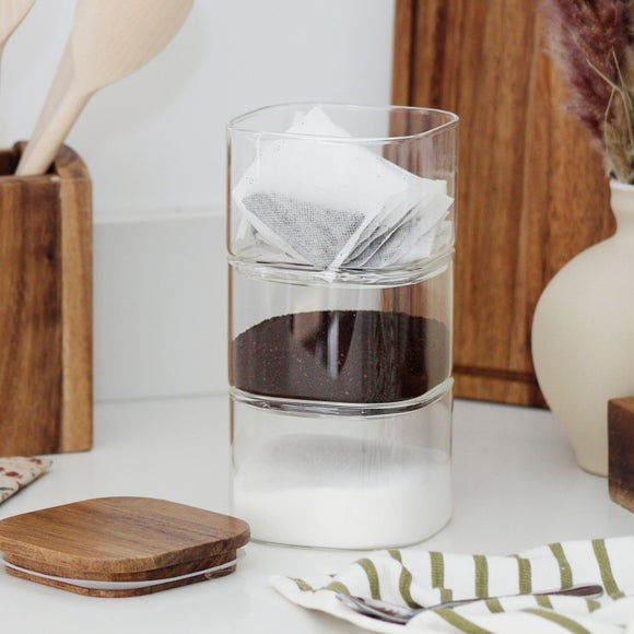 View Square Stackable Canister With Acacia Lid View Square Stackable Canister With Acacia Lid