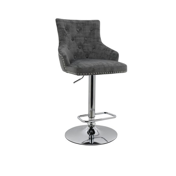 Selena Adjustable Height Swivel Bar Stool- Velvet