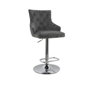 Selena Adjustable Height Swivel Bar Stool- Velvet