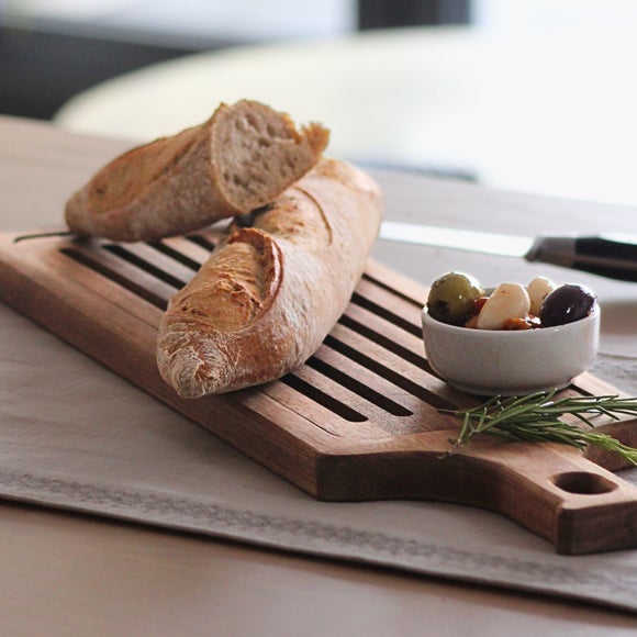 Acacia Long Crumb Catcher Bread Board