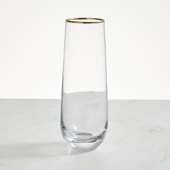 Gold Band Stemless Wine Glass