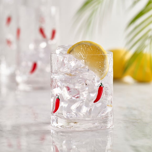 Chilli Pressed Tumbler Glass