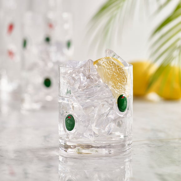 Olive Pressed Tumbler Glass