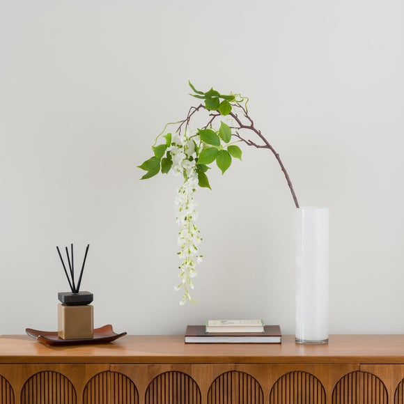 Artificial White Wisteria Branch