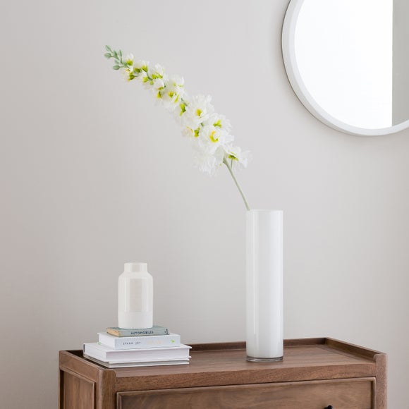 Artificial White Hollyhock Stem